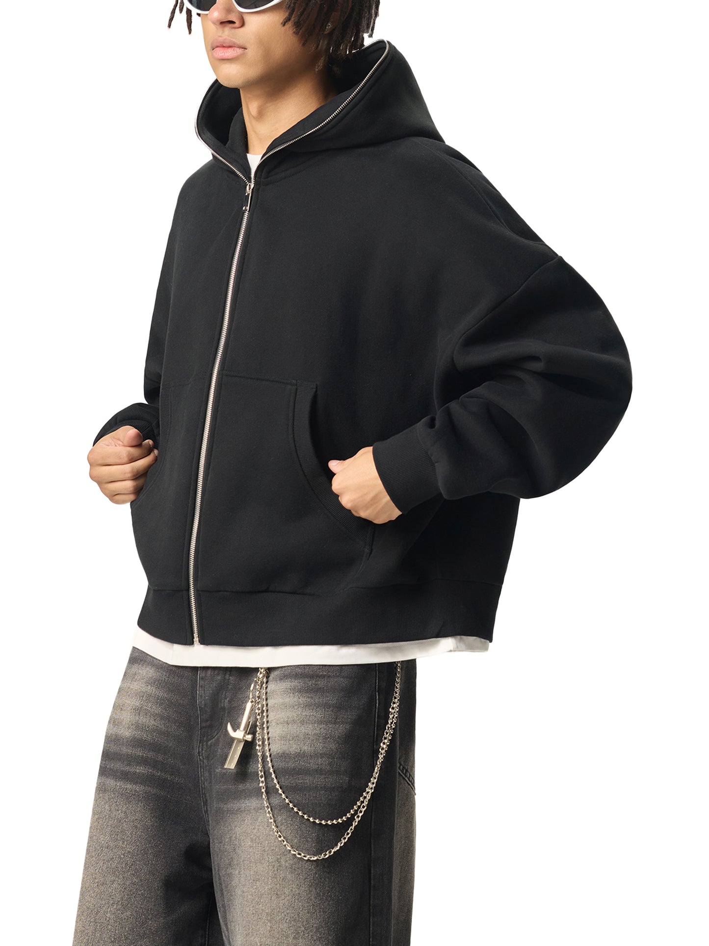 MASI™ Fleeced Full-Zip Boxy Hoodie